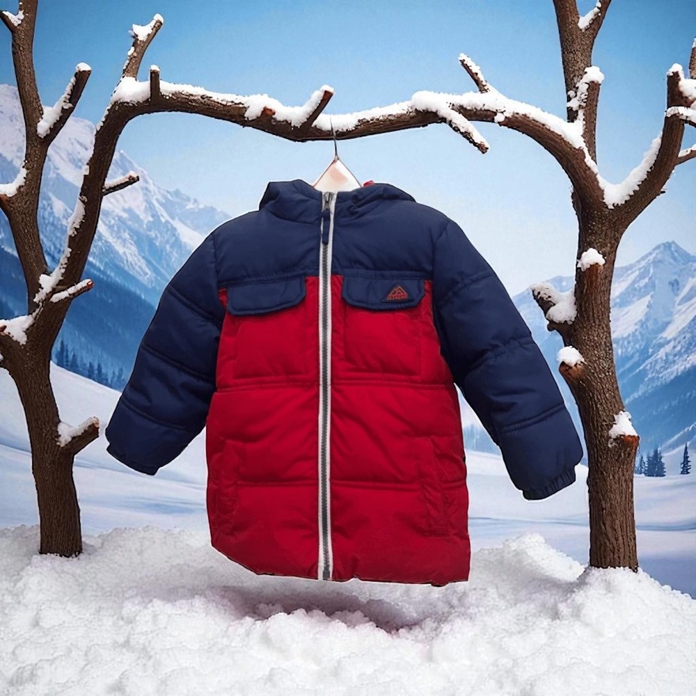 iXTREME | Toddler Boys Colorblock Puffer Jacket Red Blue Winter Coat Size 24M